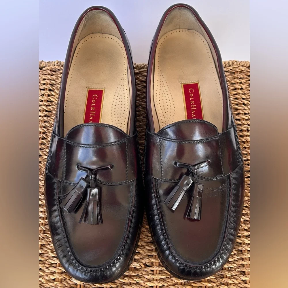 Cole Haan Men’s Pinch Tassel Loafers Hand Sewn Moc-Toe‎ Mahogany Size 12E